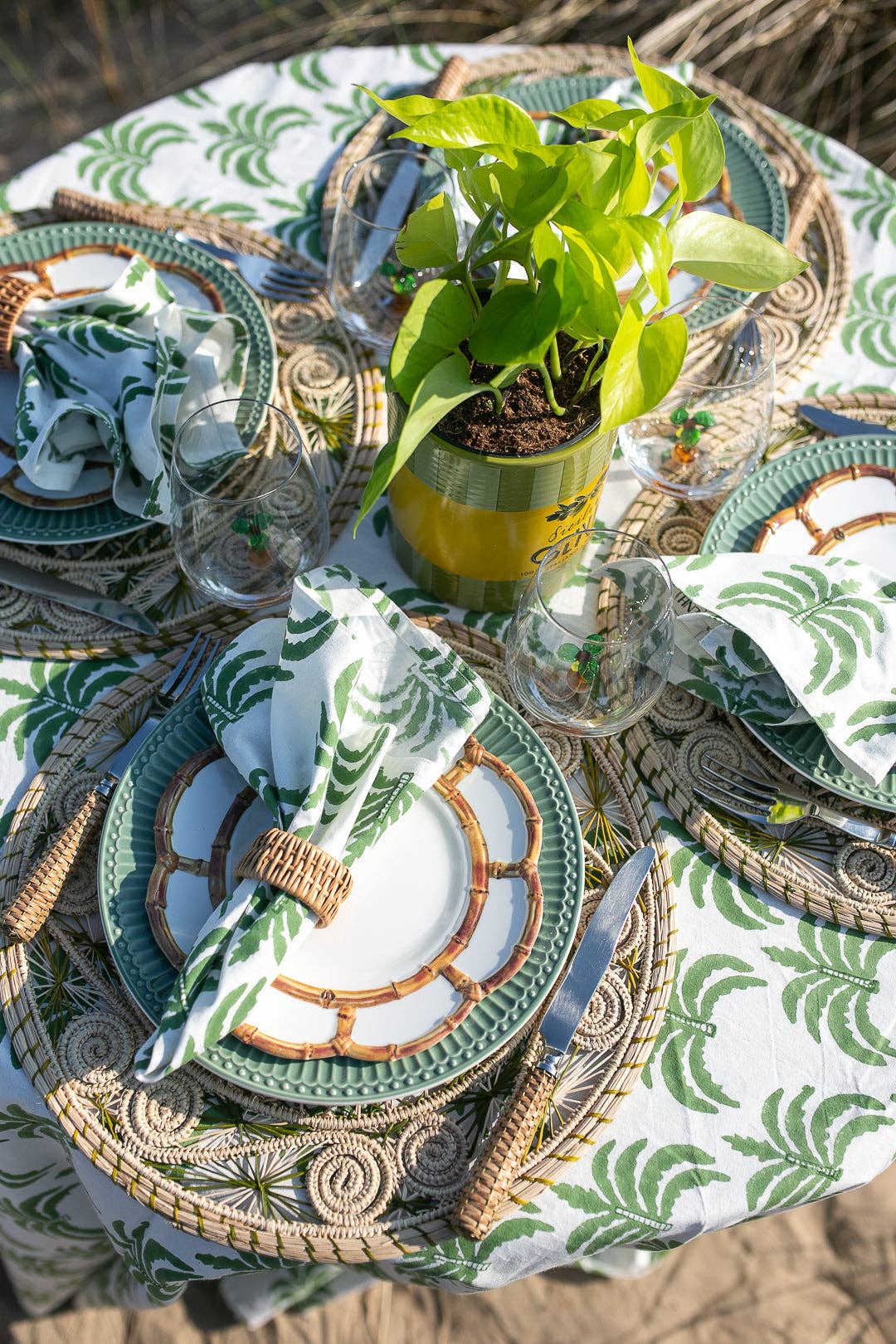 Modern palm green Napkin, Set of 4