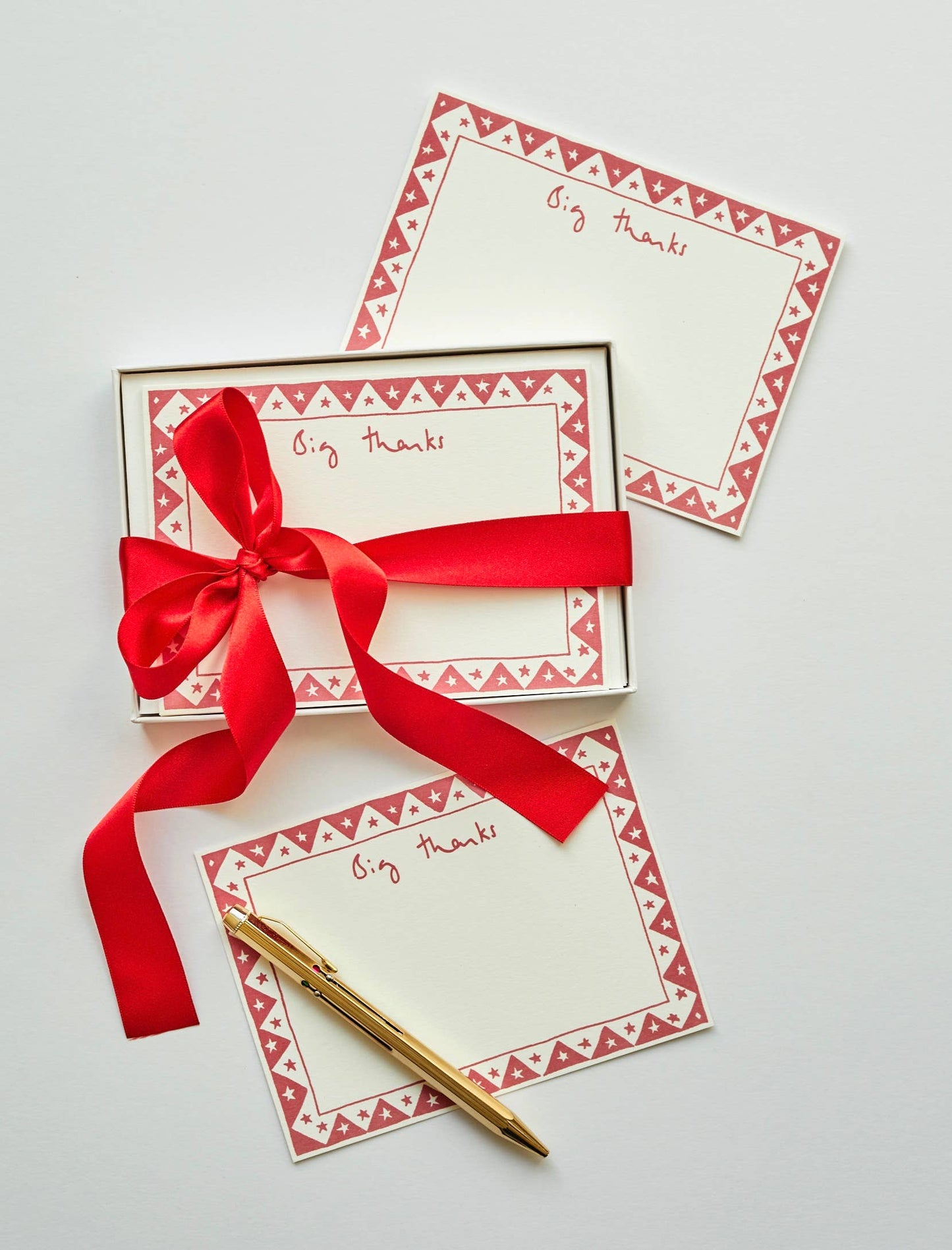 Notelet Set of 10 - Red star big thanks