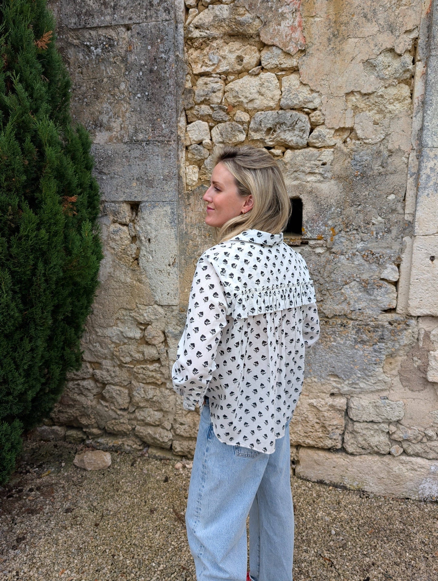 Darana Black ruffle shirt