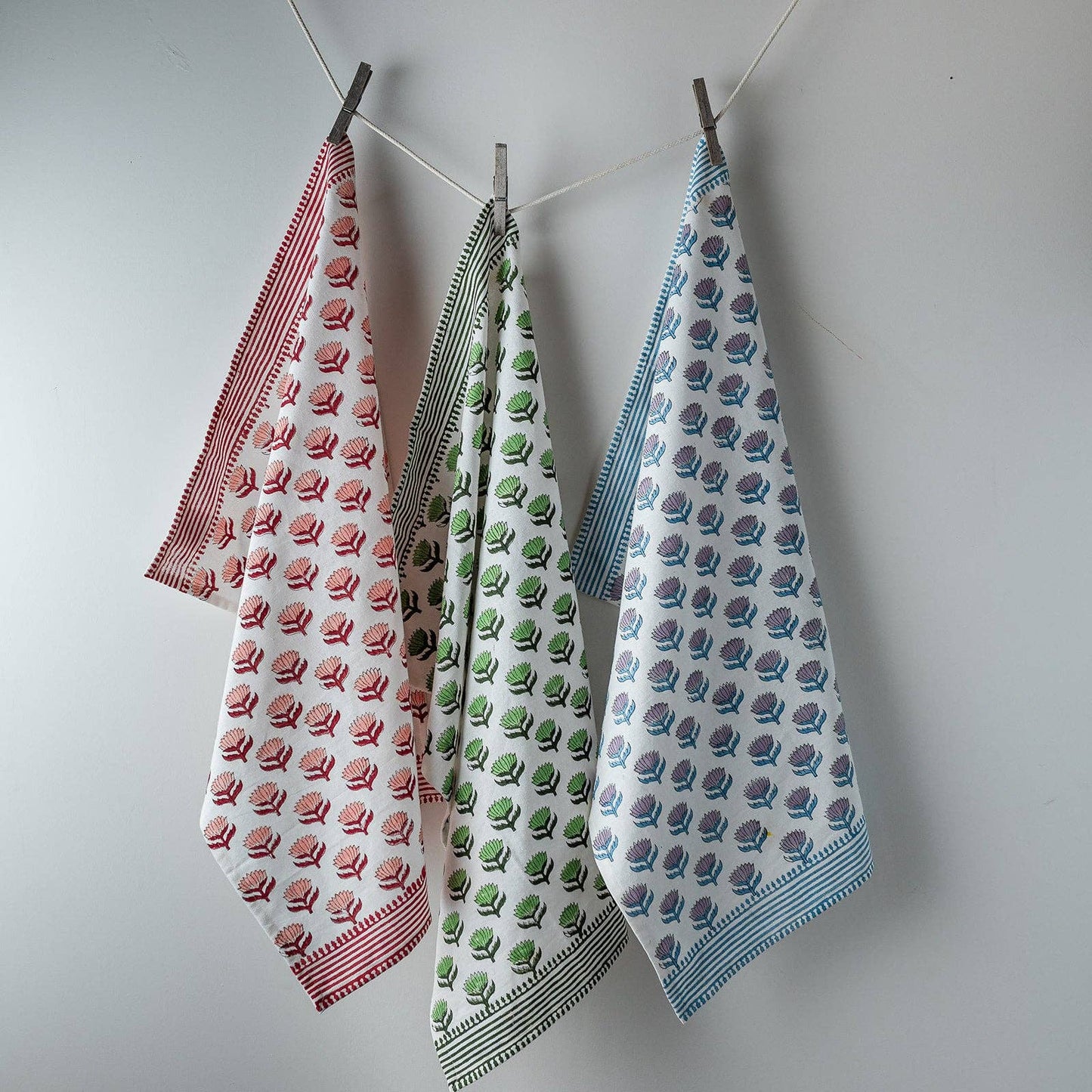 Lotus Flower Tea Towel in Cherry Pink