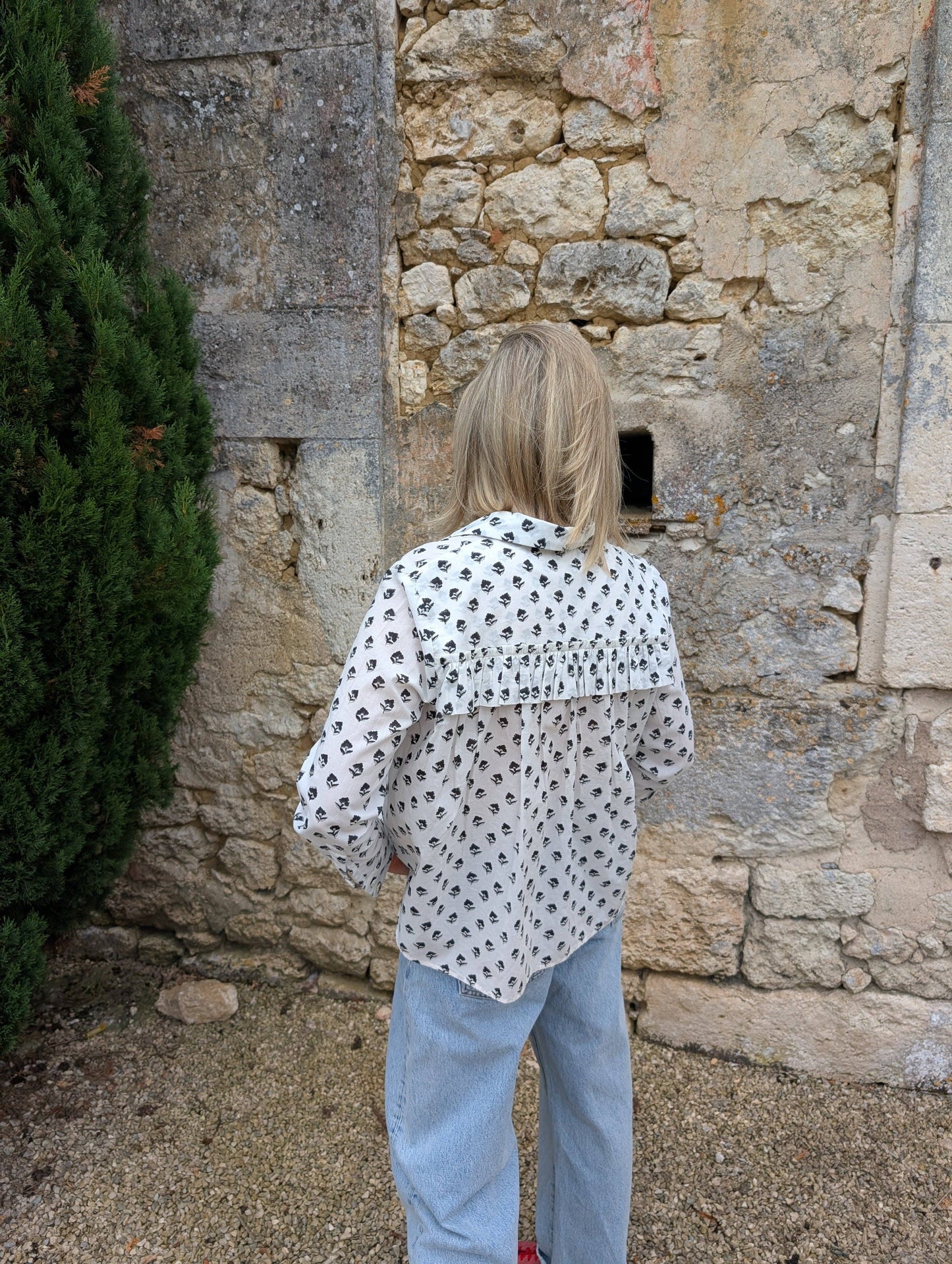 Darana Black ruffle shirt