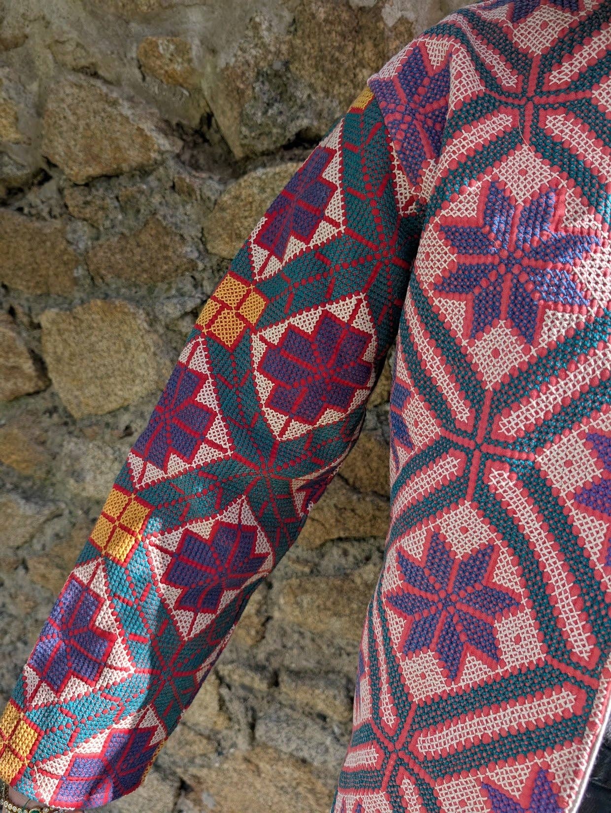 Yellow Square Kantha Jacket
