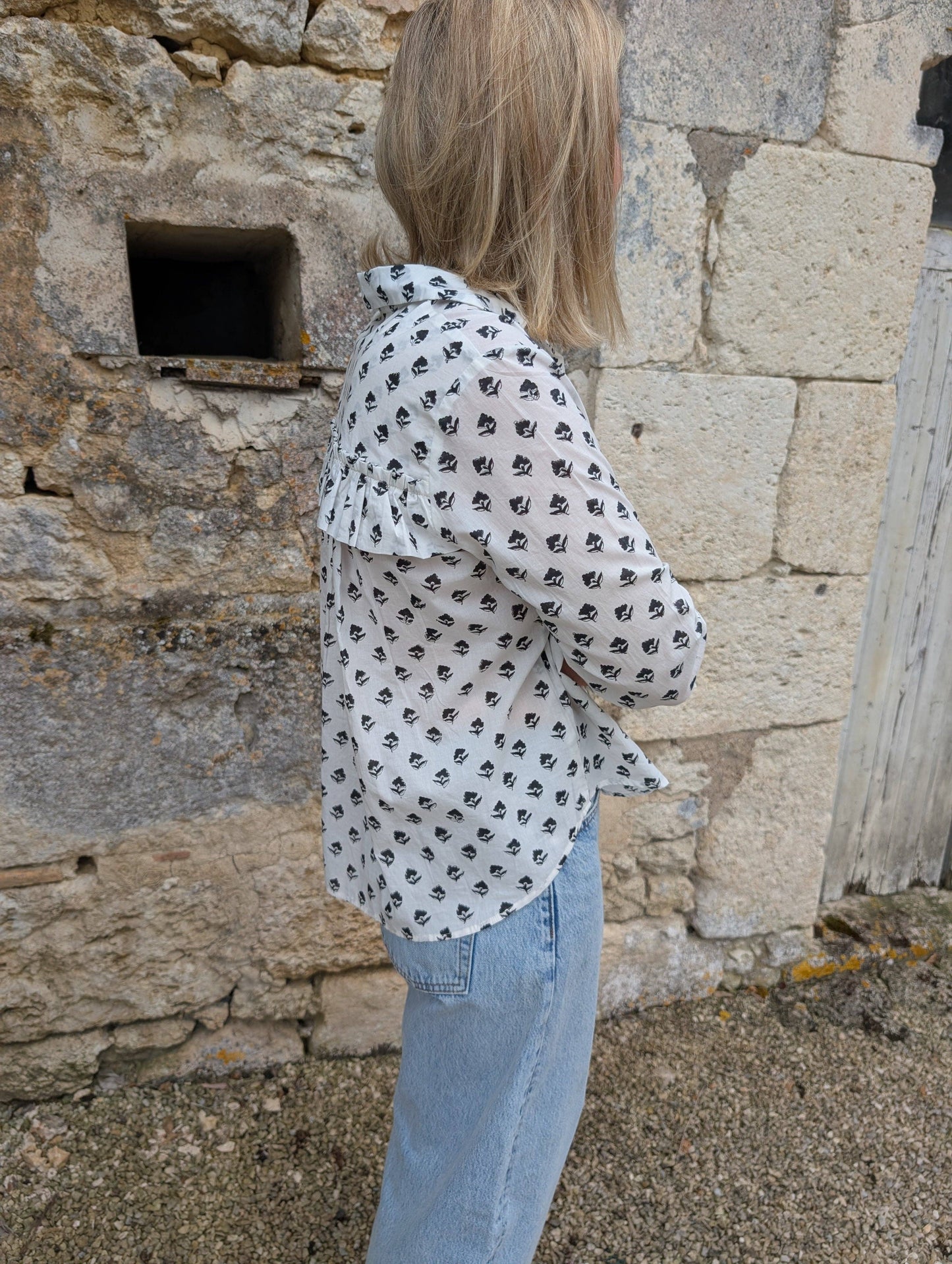 Darana Black ruffle shirt