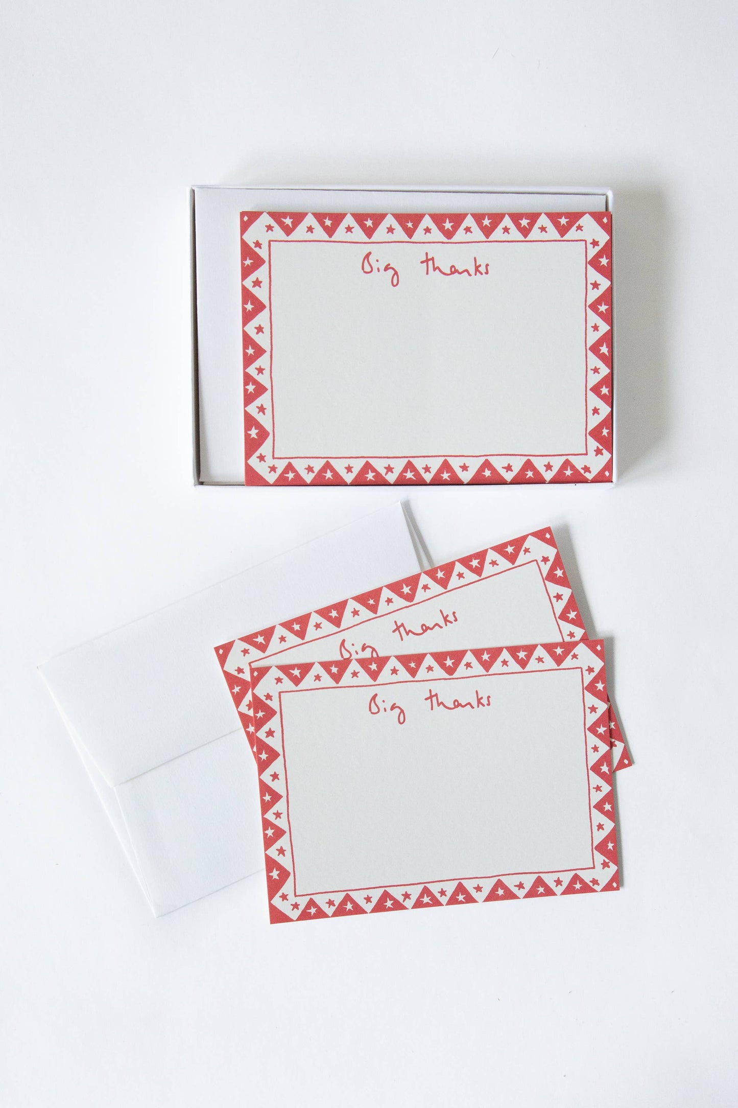 Notelet Set of 10 - Red star big thanks