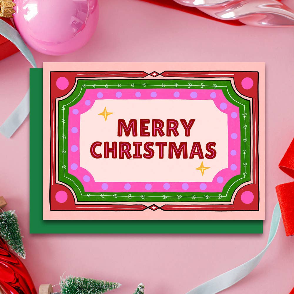 Frame Merry Christmas Card | Retro Holiday Cards | Seasonal