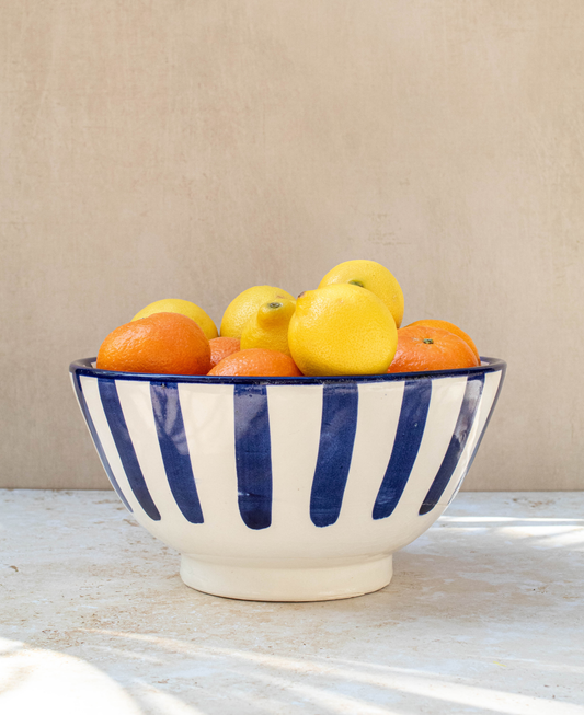 Handmade Moroccan Ceramic Fruit Bowl in Blue