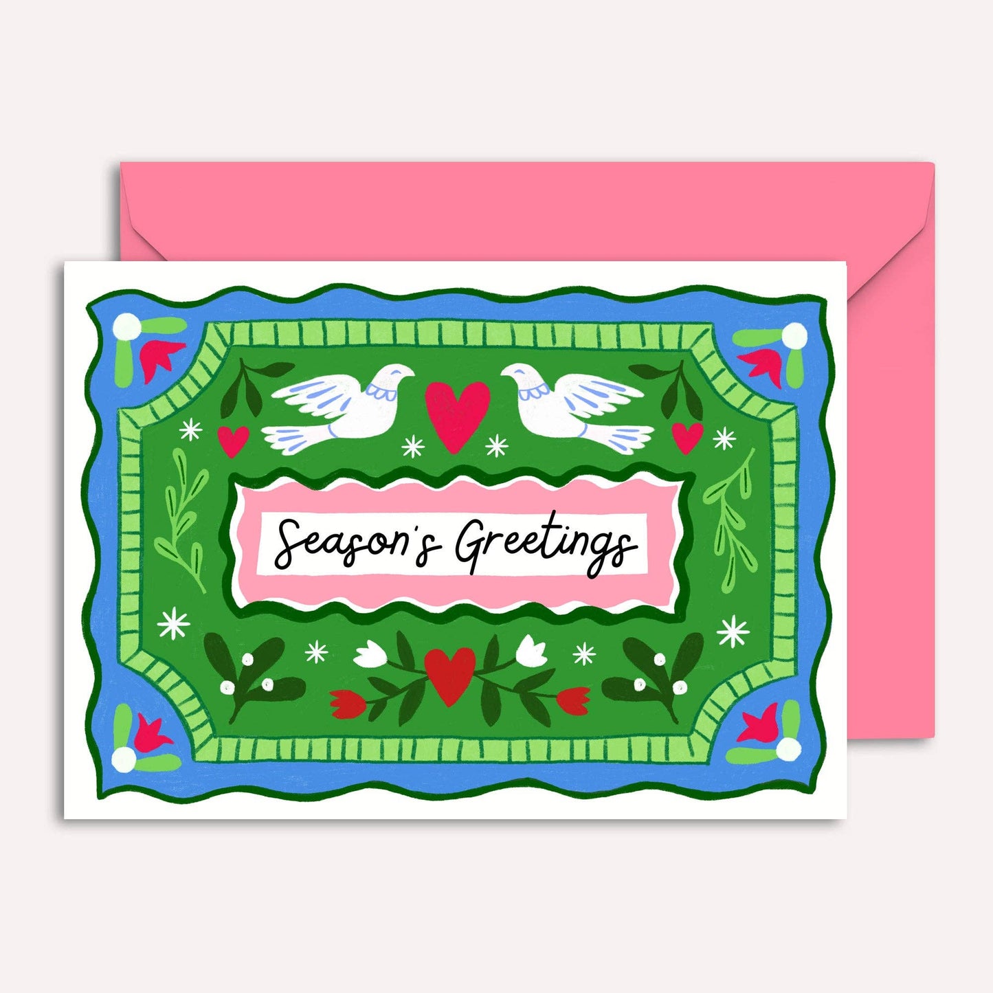 Dove Christmas Card | Vintage Holiday Card | Seasonal | Folk