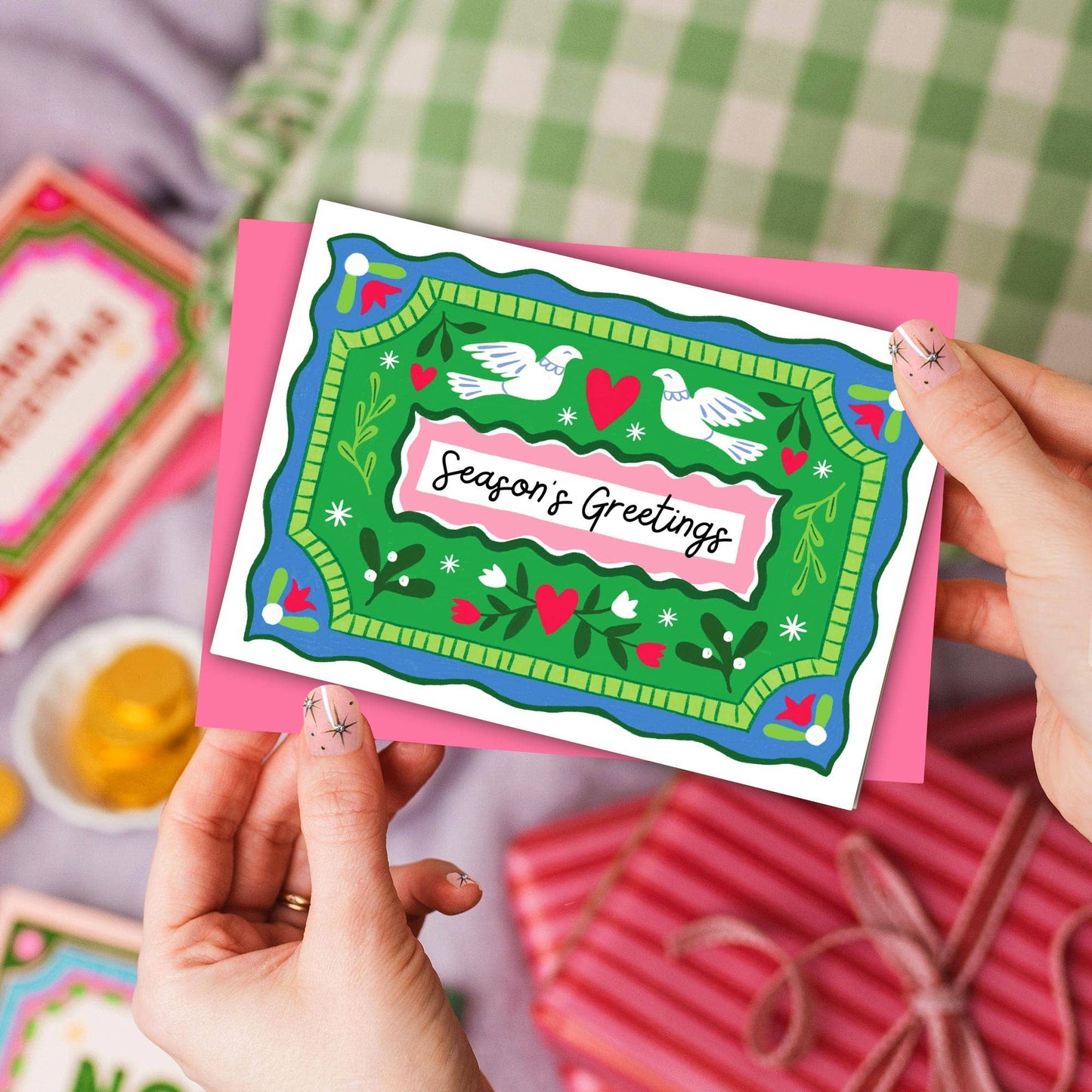 Dove Christmas Card | Vintage Holiday Card | Seasonal | Folk