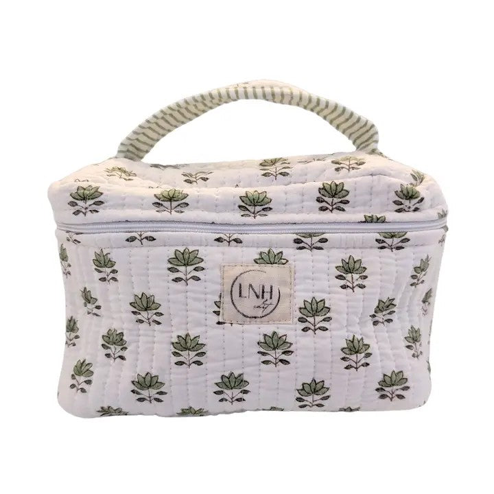 Clover Green Cosmetic Bag- Large Top Zipper