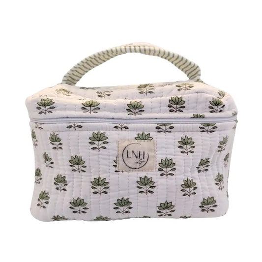 Clover Green Cosmetic Bag- Large Top Zipper