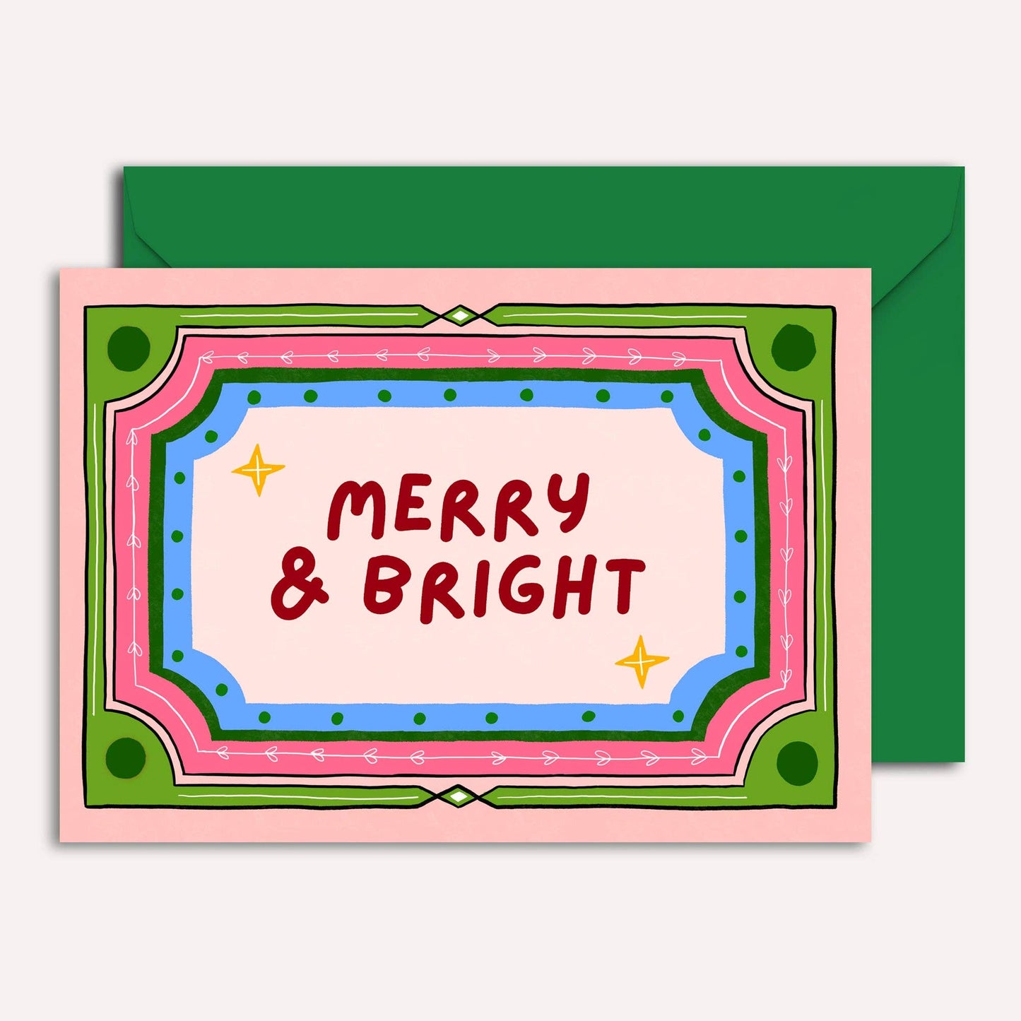 Merry & Bright Vintage Christmas Card | Holiday Card | Xmas